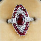 18kt White Gold 2.65 Ct tw Oval Ruby And Diamond Fashion Ring