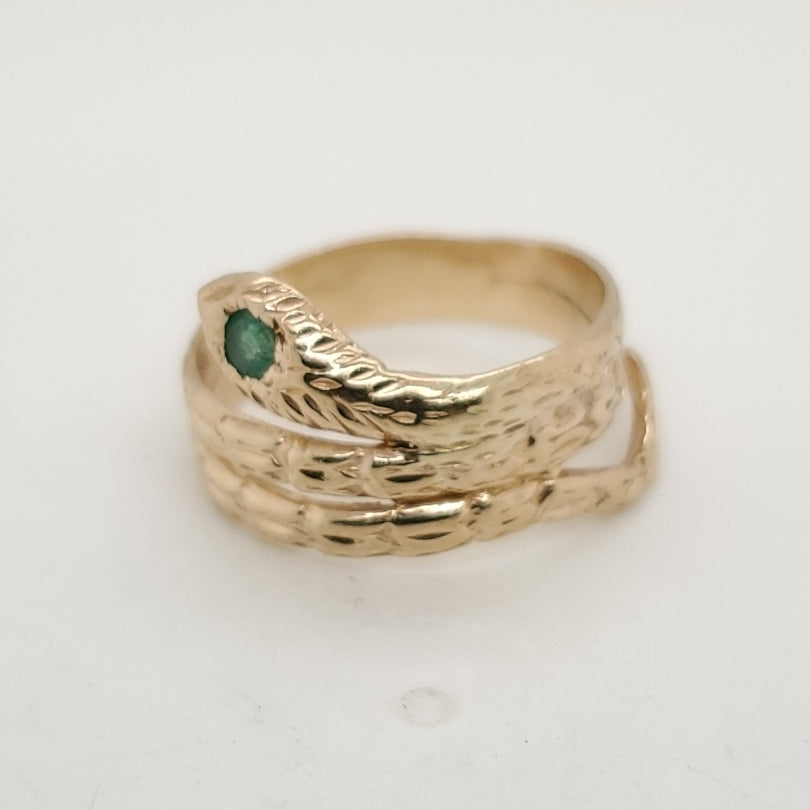 14kt Yellow Gold and Emerald Snake Ring