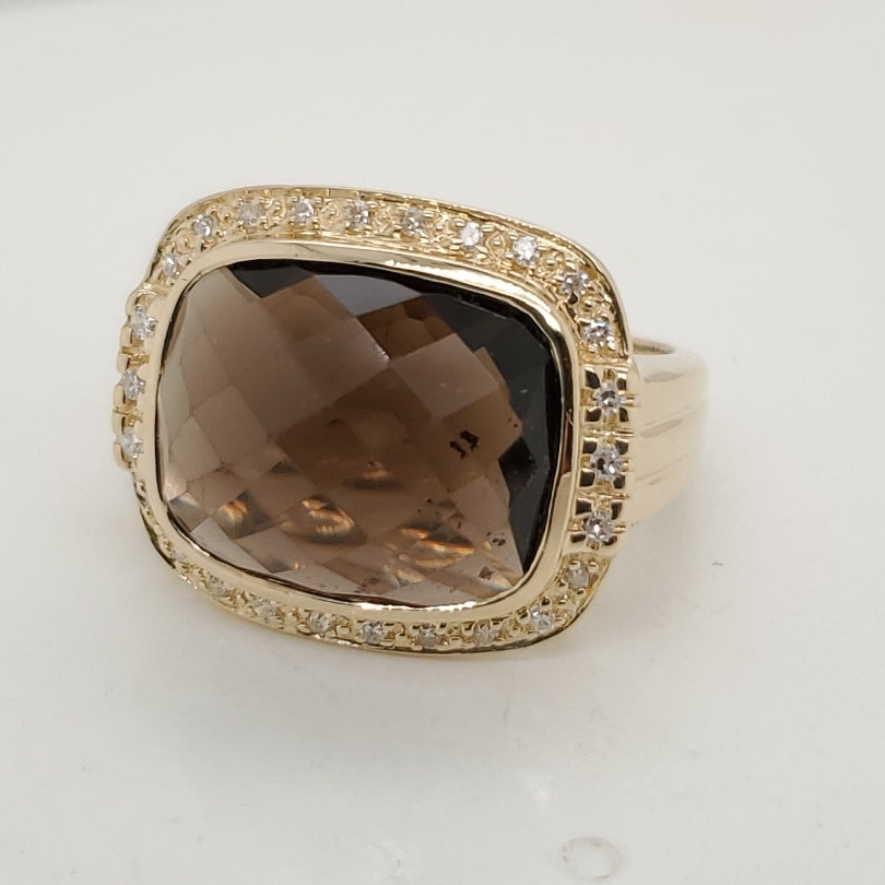 Vintage 14kt Yellow Gold Smoky Topaz Ring