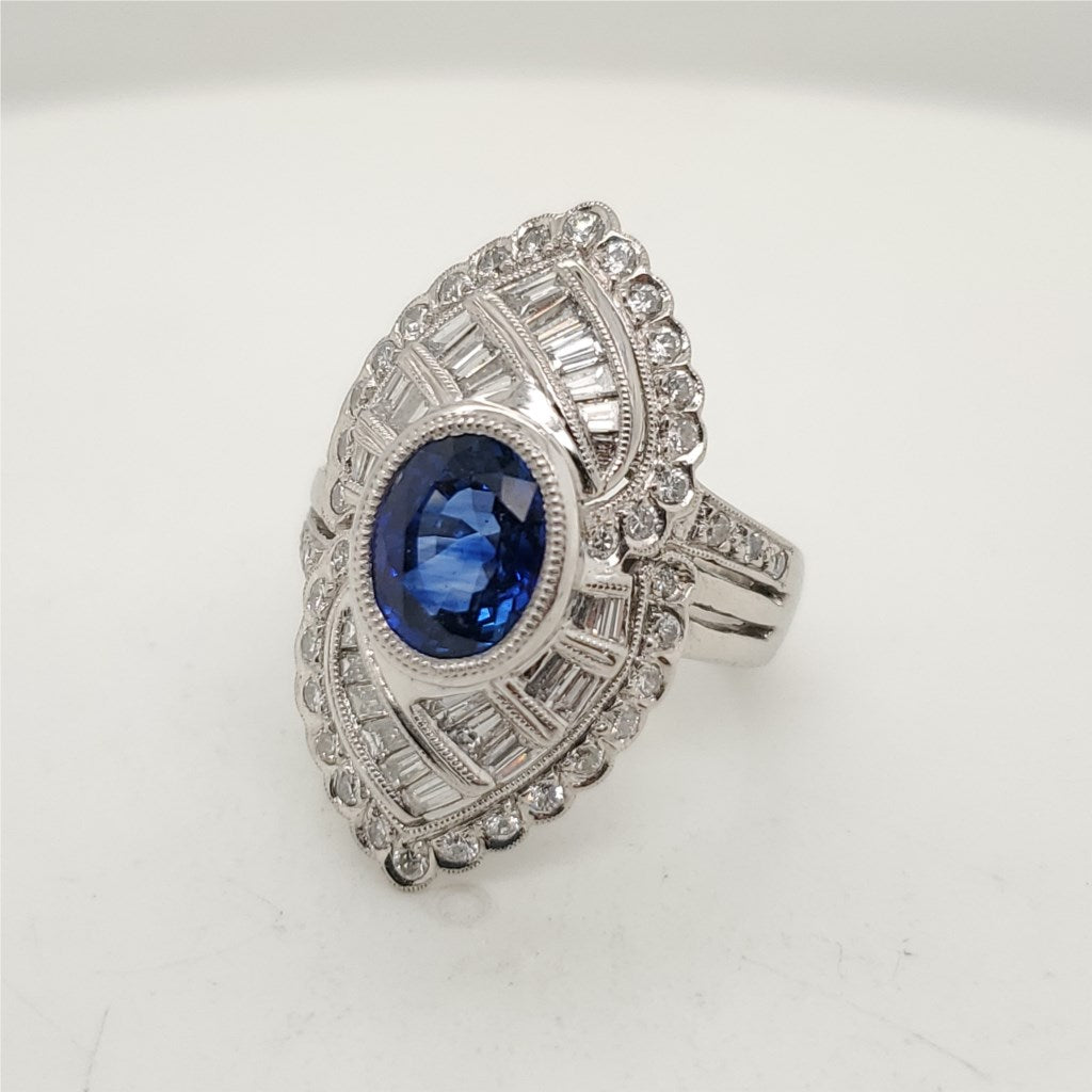 Platinum Sapphire and Diamond Ring