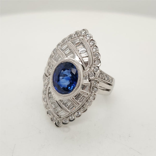 Platinum Sapphire and Diamond Ring