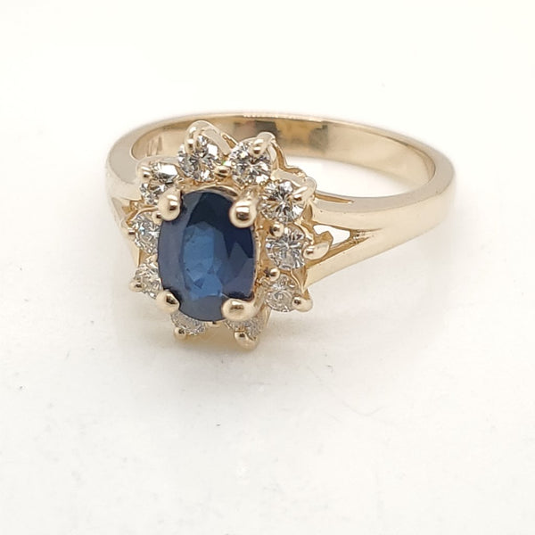 14kt Yellow Gold Oval Sapphire and Diamond Ring