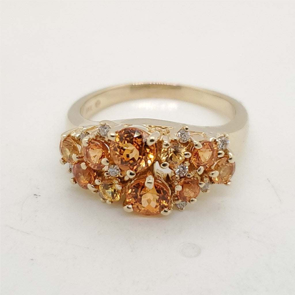 14kt Yellow Gold Colored Sapphire and Diamond Ring