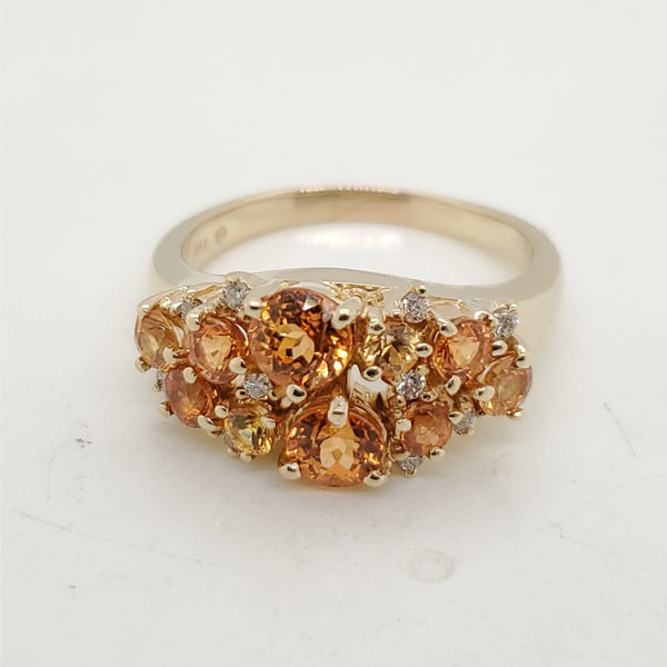 14kt Yellow Gold Colored Sapphire and Diamond Ring