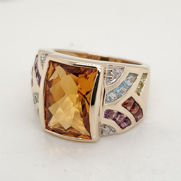 14kt Yellow Gold Gemstone and Diamond Ring