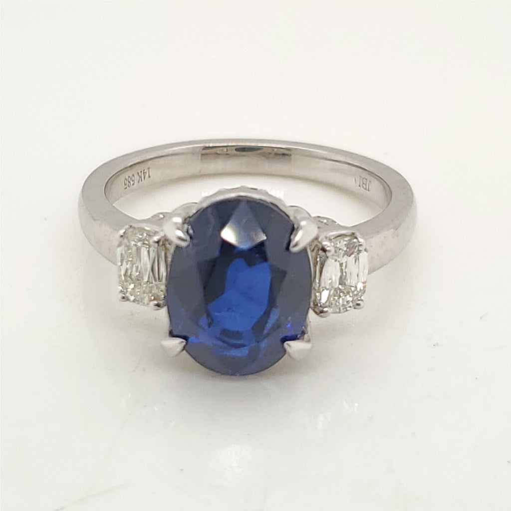 14kt White Gold Ceylon Sapphire and Diamond Ring