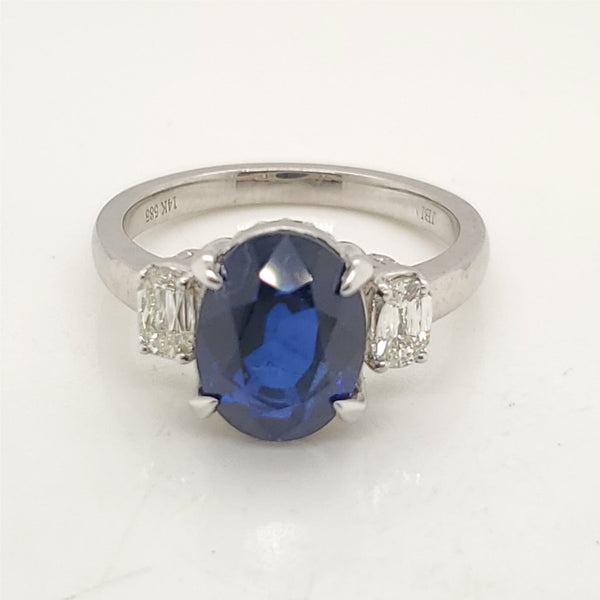 14kt White Gold Ceylon Sapphire and Diamond Ring