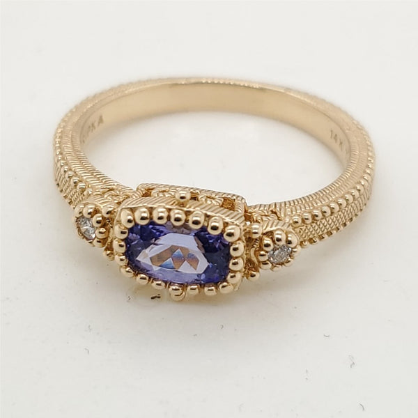 14kt Yellow Gold Tanzanite and Diamond Ring