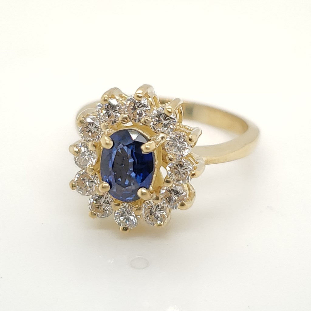 18kt Yellow Gold Sapphire and Diamond Ring