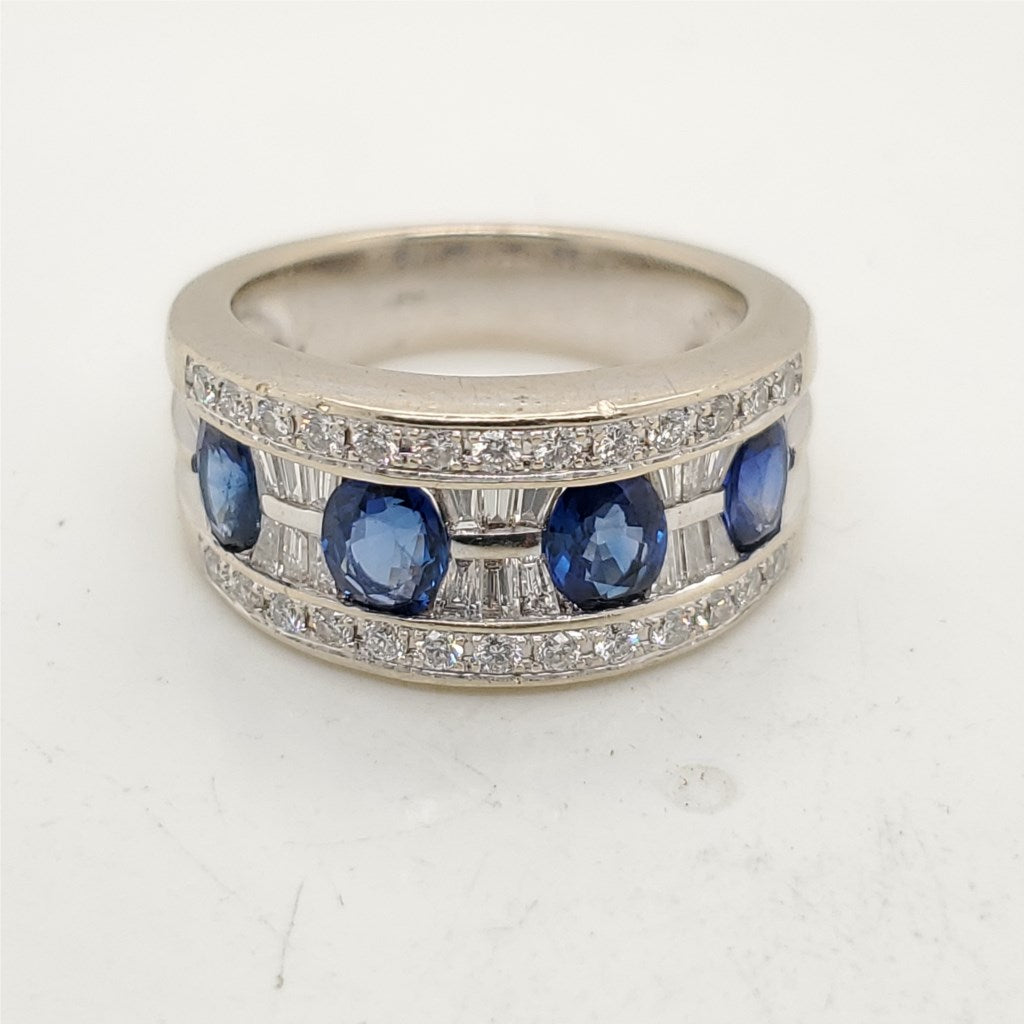 18kt White Gold Sapphire and Diamond Band