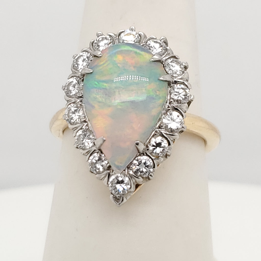 14kt Yellow Gold Opal and Diamond Ring