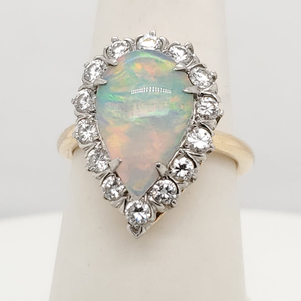 14kt Yellow Gold Opal and Diamond Ring