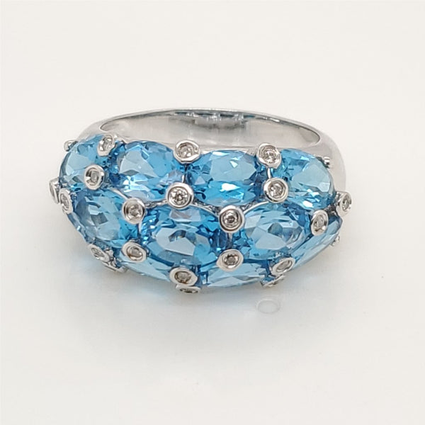 10kt White Gold Blue Topaz  and Diamond Ring