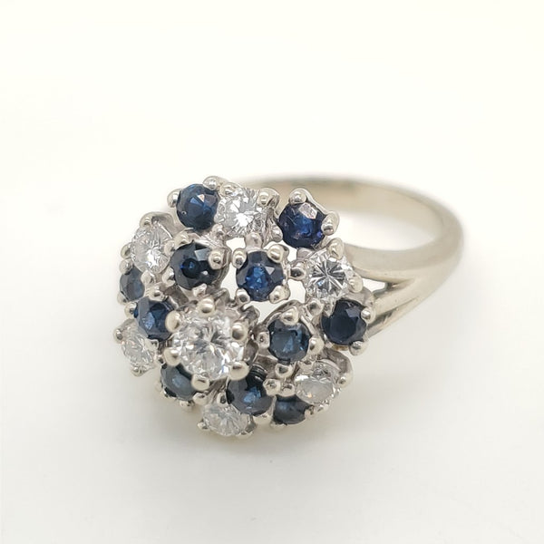 Vintage 14kt White Gold Sapphire And Diamond Ring