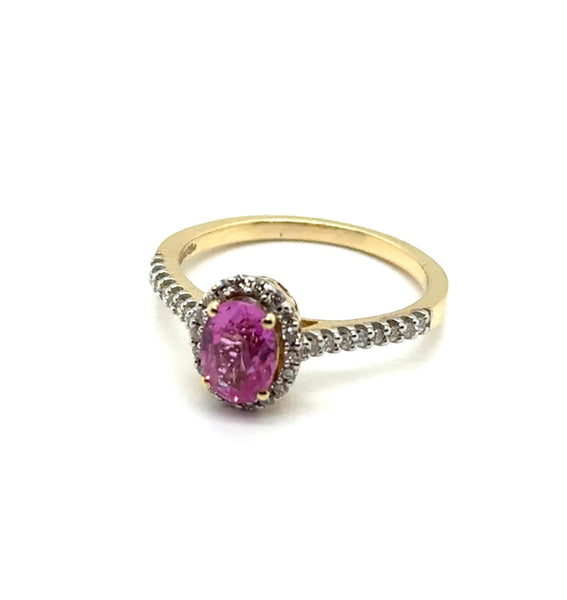 1.25 Ctw Pink Sapphire And Diamond 14kt Yellow Gold Ring