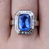 14Kt Yellow Gold 5.64 Carat Kashmir Sapphire And Diamond Ring