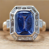 14Kt Yellow Gold 5.64 Carat Kashmir Sapphire And Diamond Ring