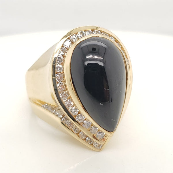 14kt Yellow Gold Onyx and Diamond Statement Ring