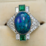 4.57 Ctw Platinum Black Opal and Diamond Ring