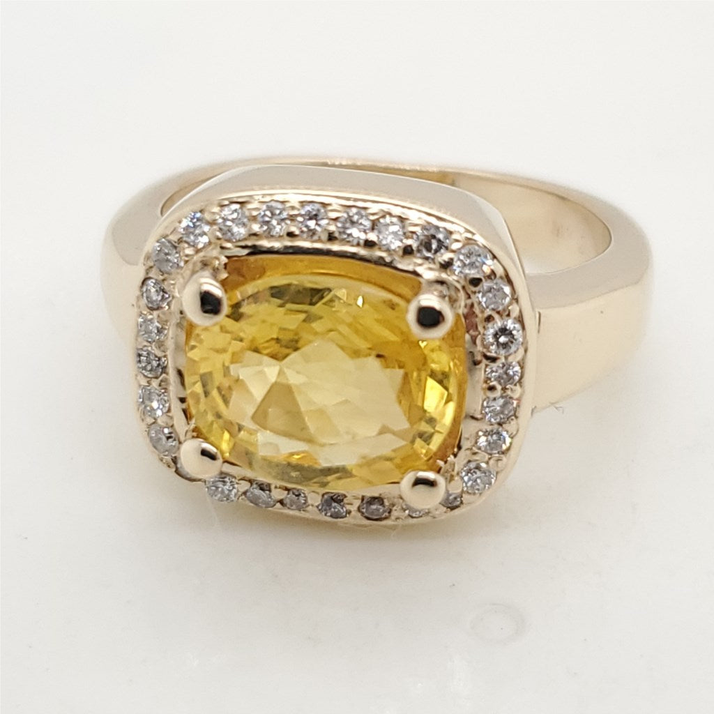 14kt Yellow Gold Yellow Sapphire and Diamond Ring