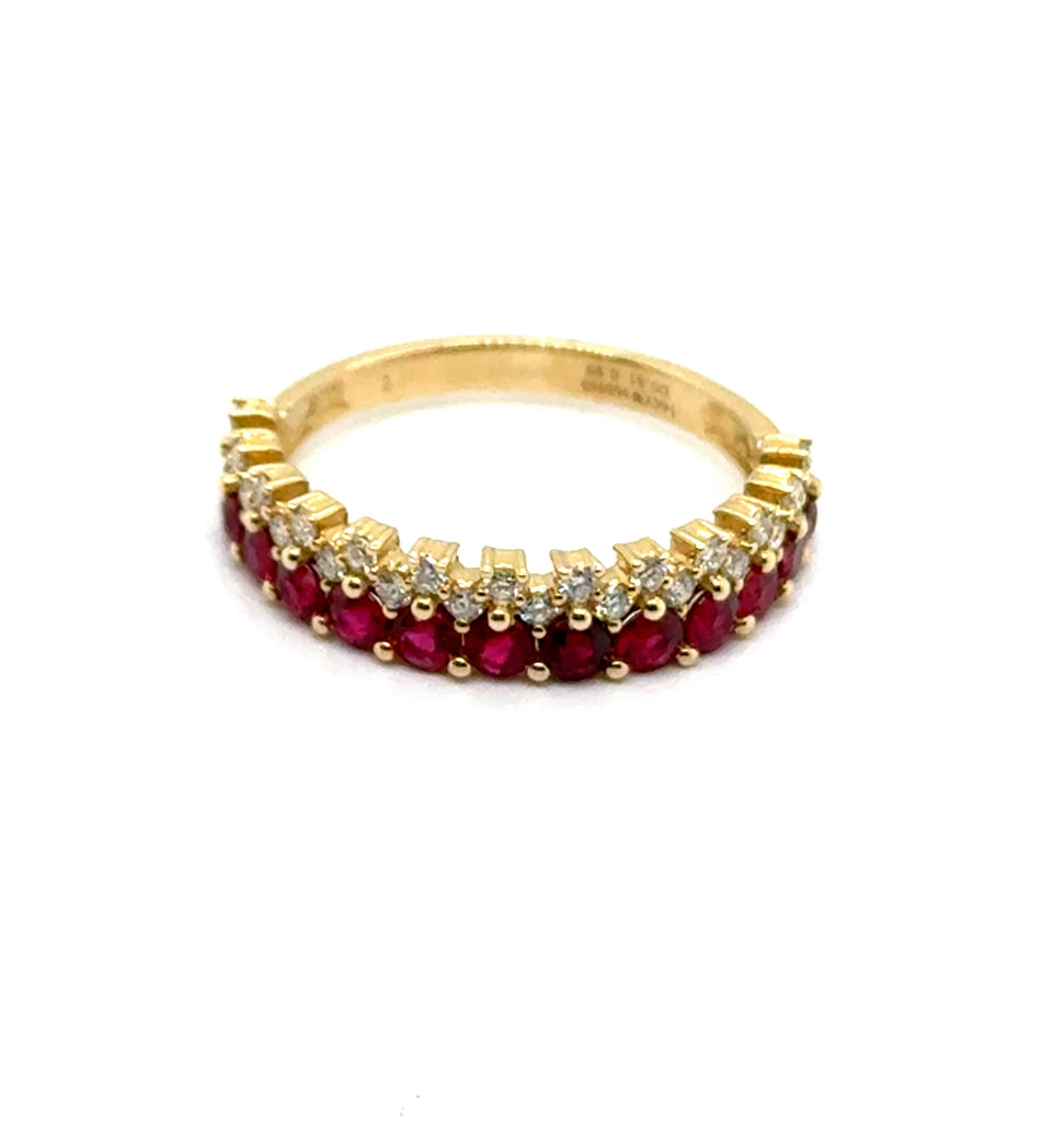 14kt Yellow Gold 1.29Ctw Ruby And Diamond Crown Design Ring
