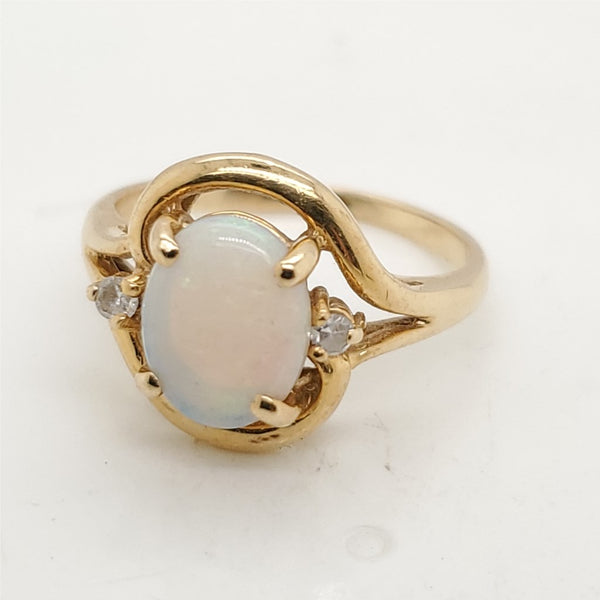 14kt Yellow Gold Opal and Diamond Ring