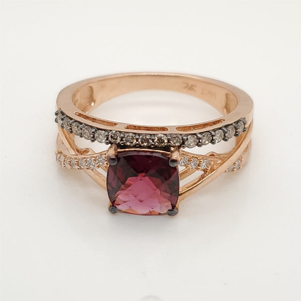 LeVian 14Kt Rose Gold Garnet and Diamond Ring
