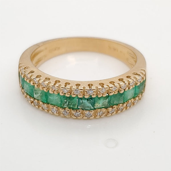 14Kt Yellow Gold Emerald and Diamond Ring