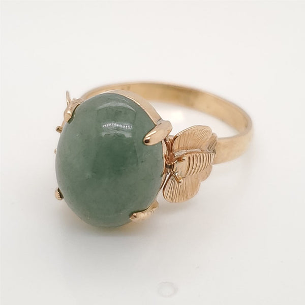 Vintage 14kt Yellow Gold Nephrite Jade Ring