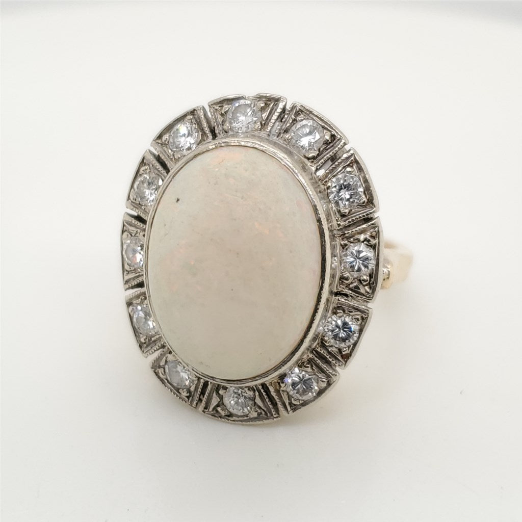 14kt Yellow Gold Opal and Diamond Ring