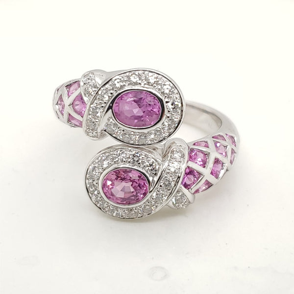 18Kt White Gold Pink Sapphire And Diamond Ring