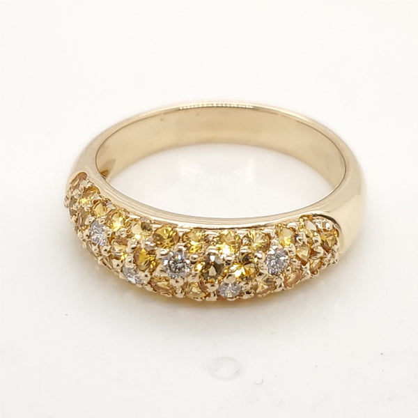 18Kt Yellow Gold Yellow Sapphire And Diamond Ring