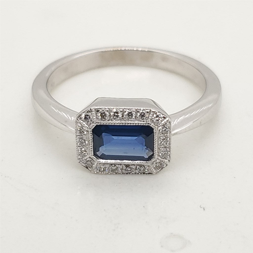14kt White Gold Sapphire and Diamond Ring