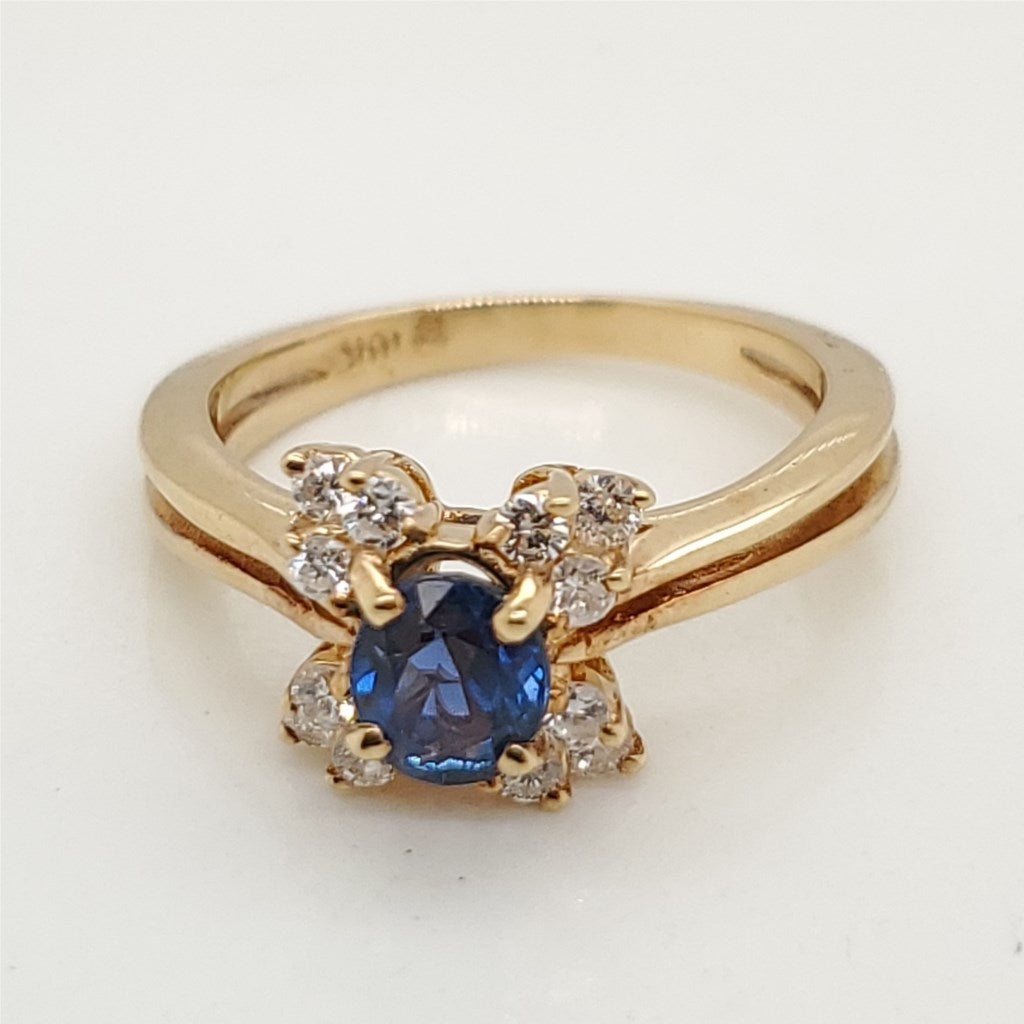 18kt Yellow Gold Sapphire and Diamond Ring