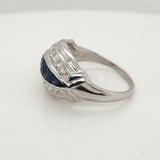14kt White Gold Art Deco Sapphire And Diamond Ring