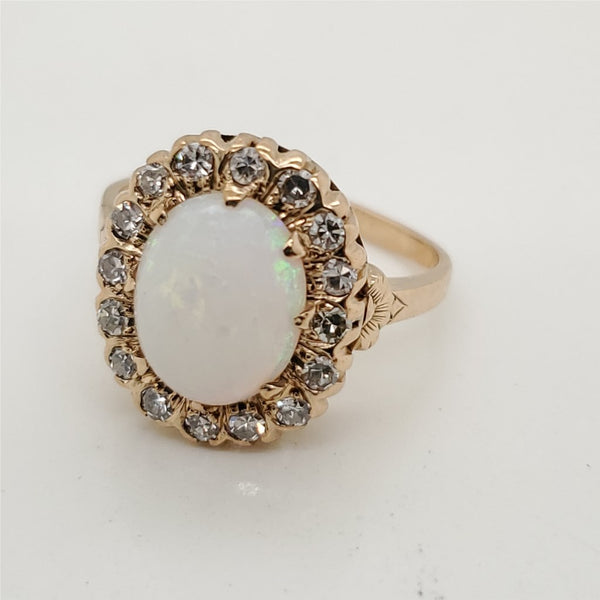 14kt Yellow Gold Opal and Diamond Ring