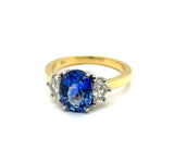 3.99 Cttw 18kt Yellow Gold Ceylon Sapphire and Diamond Ring