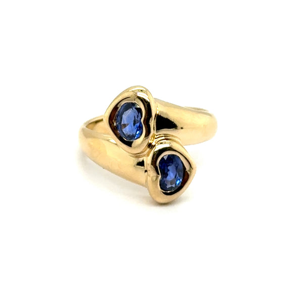 0.70 cttw 18Kt Yellow Gold Sapphire Bypass Style Ring