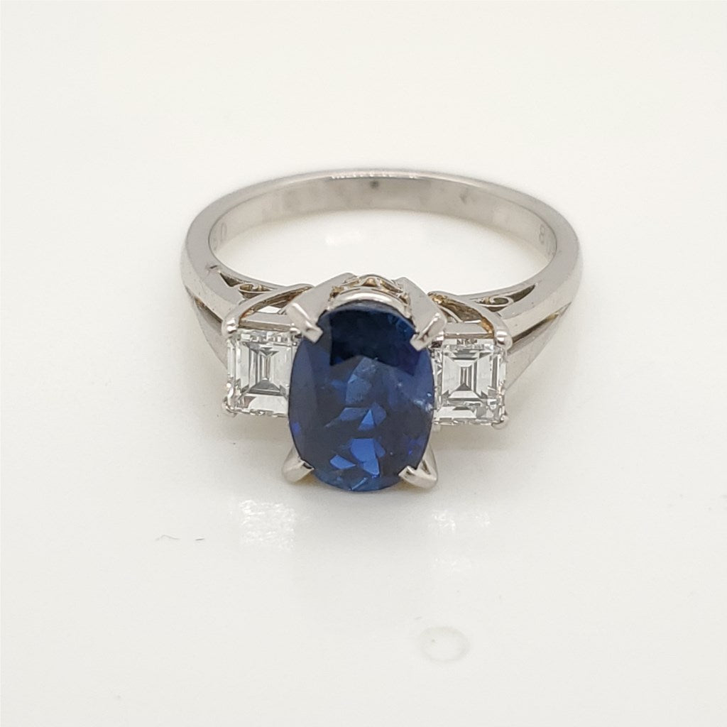 Platinum Sapphire and Diamond Ring