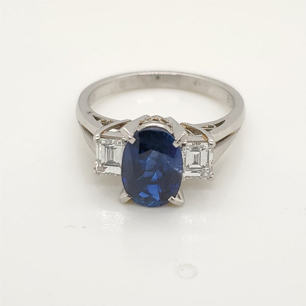 Platinum Sapphire and Diamond Ring