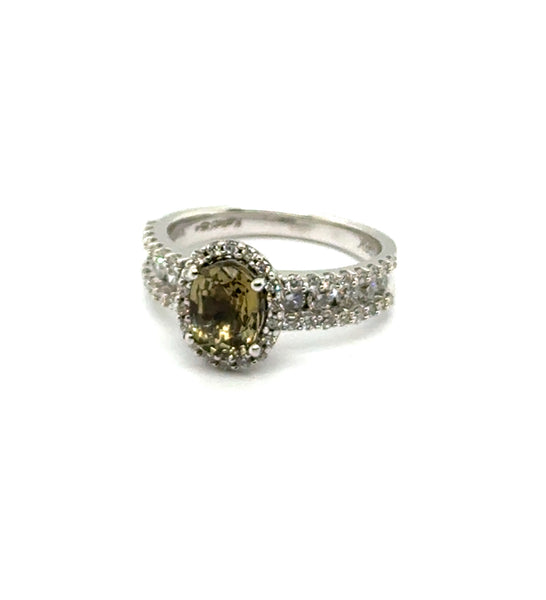 2.57Ctw 14Kt White Gold Natural Alexandrite And Diamond Ring