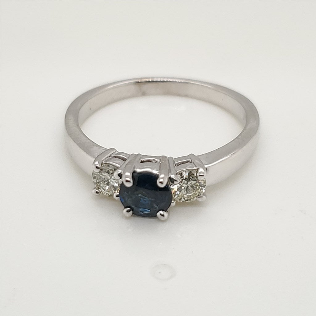 14kt White Gold Blue Sapphire and Diamond Ring