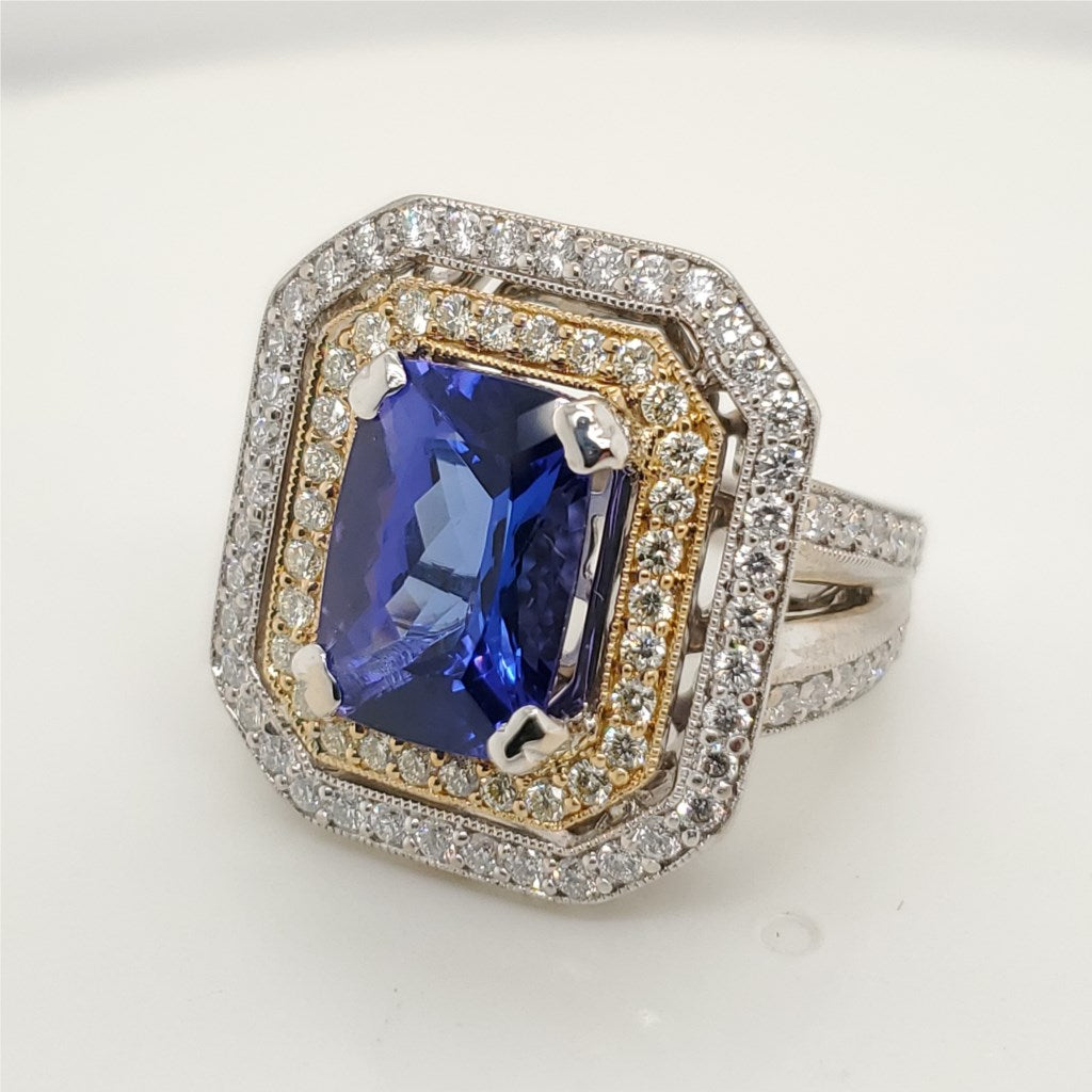 18kt White Gold Tanzanite and Diamond Ring