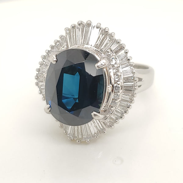 Platinum Sapphire and Diamond Ring