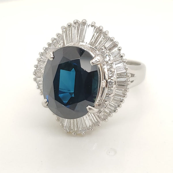 Platinum Sapphire and Diamond Ring