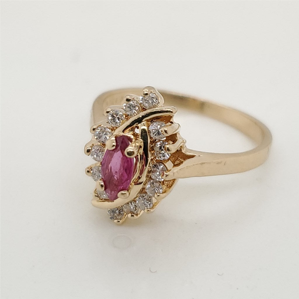 14kt Yellow gold ruby and Diamond Ring