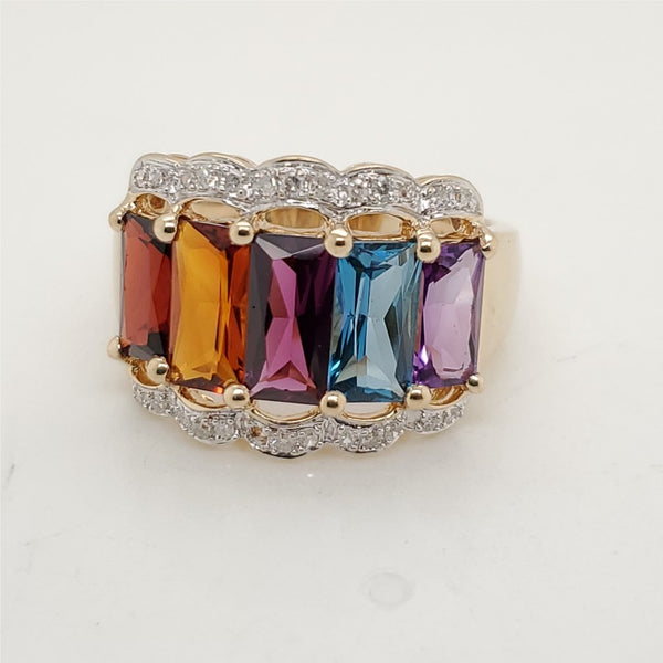 14kt yellow Gold and Gemstone Dome Ring