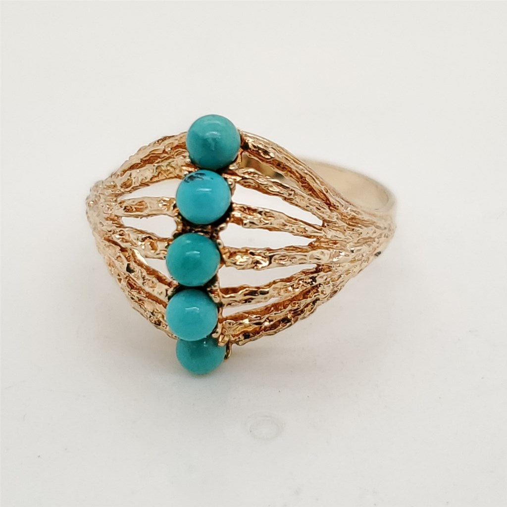 Vintage 14kt Yellow Gold and Turquoise Ring
