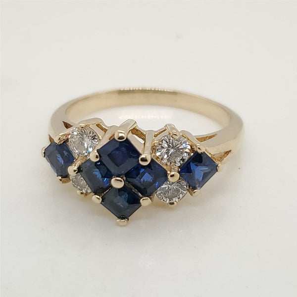14kt Yellow Gold Sapphire and Diamond Ring