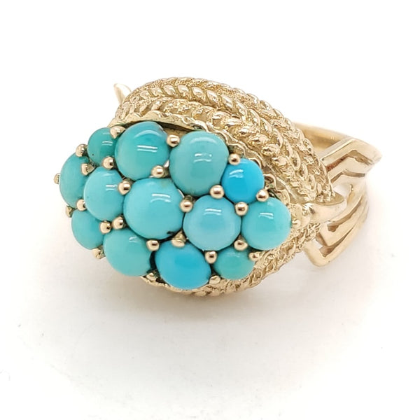 Vintage 18Kt Gold And Turquoise Modernist Ring